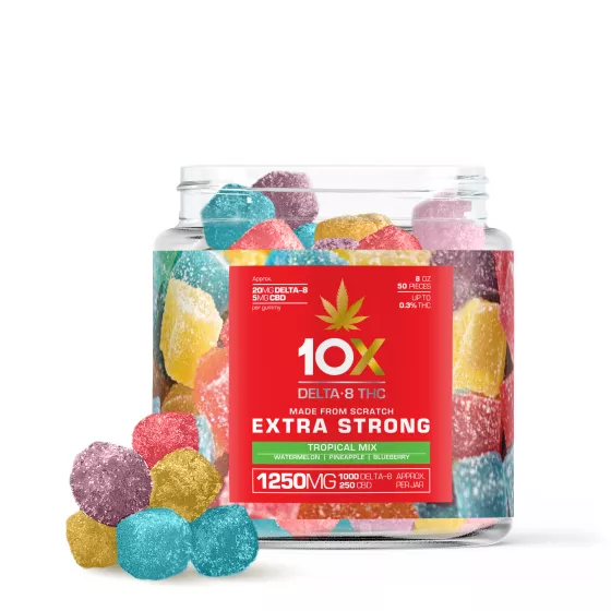 10X Delta-8 THC Extra Strong Gummies - Tropical Mix